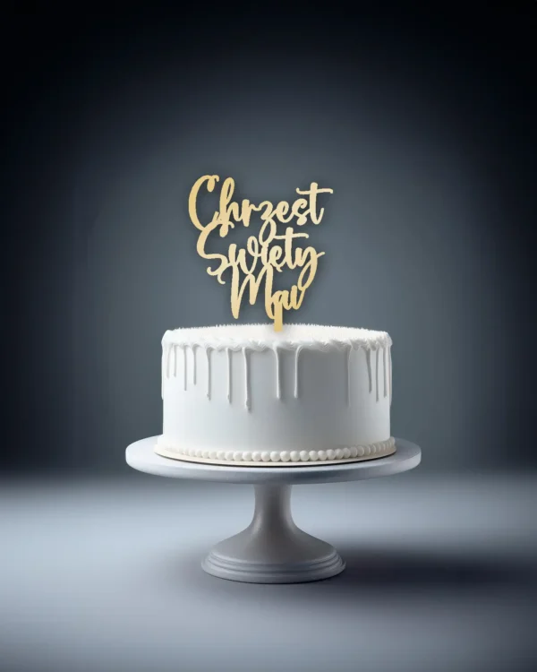 Topper Przoder na tort Chrzest Święty z imieniem